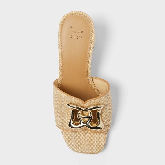 A New Day - Women's Arden Raffia Ornamented Block Heels with M Tan - Picture 3 of 4